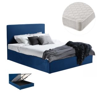 ΚΡΕΒΑΤΙ ΔΙΠΛΟ & ΣΤΡΩΜΑ ALLIE HM21273.04 ΜΠΛΕ ΒΕΛΟΥΔΟ ΜΕ ΑΠΟΘ.ΧΩΡΟ--ΓΙΑ 160x200εκ |  Κρεβάτια στο espiti