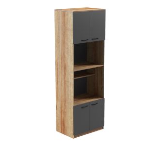 Ντουλάπα κουζίνας Rowan pakoworld σε oak-ανθρακί απόχρωση 60x42x182εκ |  Ντουλάπια στο espiti