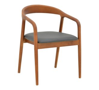 Πολυθρόνα Hogie pakoworld rubberwood καρυδί- μαύρο pu μαξιλάρι 61x60x76εκ |  Πολυθρόνες τραπεζαρίας στο espiti