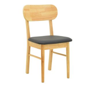 Καρέκλα Bedona pakoworld rubberwood σε φυσική απόχρωση με μαύρο pu μαξιλάρι 47x46x80εκ |  Καρέκλες στο espiti
