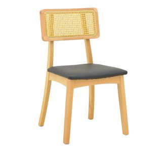 Καρέκλα Renna pakoworld ξύλο οξιάς σε φυσική απόχρωση με μαύρο pu μαξιλάρι 48x52x79εκ |  Καρέκλες στο espiti