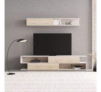 Σύνθετο σαλονιού Brick pakoworld σε oak-κρεμ απόχρωση 240x40x50.4εκ |  Συνθέσεις σαλονιού στο espiti