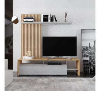Σύνθετο σαλονιού Neo pakoworld σε oak-γκρι απόχρωση 190x40x200εκ |  Συνθέσεις σαλονιού στο espiti