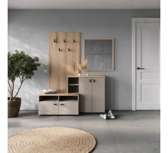 Έπιπλο εισόδου Ebro pakoworld σε oak-cappuccino απόχρωση 150.3x41.2x204.7εκ |  Βιτρίνες - Έπιπλα εισόδου στο espiti