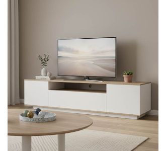 Έπιπλο τηλεόρασης Winey pakoworld σε sonoma-λευκή απόχρωση 180x44.5x44.5εκ |  Έπιπλα τηλεόρασης στο espiti