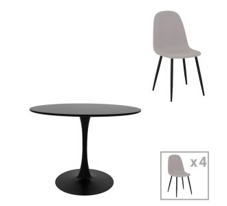 Τραπεζαρία Bella-Balou pakoworld σετ 5τεμ MDF μαύρο-ύφασμα γκρι Φ100x73εκ |  Σετ τραπεζαρίες στο espiti