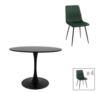 Τραπεζαρία Balou-Noor pakoworld σετ 5τεμ MDF μαύρο-κυπαρισσι Φ120x73εκ |  Σετ τραπεζαρίες στο espiti