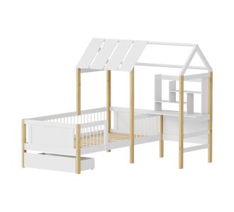 Παιδικό κρεβάτι Bedria pakoworld τ.Montessori ξύλο σε λευκή-φυσική απόχρωση 190x90εκ |  Παιδικά έπιπλα στο espiti