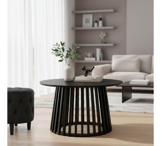 Τραπέζι σαλονιού Domonic pakoworld mdf σε μαύρη απόχρωση Φ80x45εκ |  Τραπεζάκια σαλονιού στο espiti