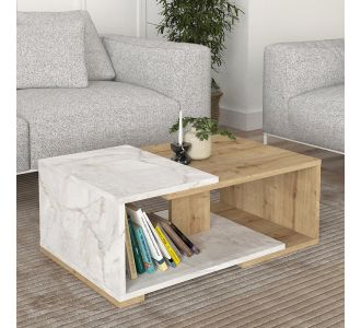 Τραπεζάκι σαλονιού Mareta Megapap χρώμα λευκό εφέ μαρμάρου - sapphire oak 81,8x50x35εκ. |  Τραπεζάκια σαλονιού στο espiti