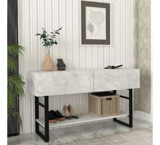 Κονσόλα Aron Megapap χρώμα λευκό εφέ μαρμάρου 138,8x41x75,7εκ. |  Συρταριέρες -Κονσόλες στο espiti