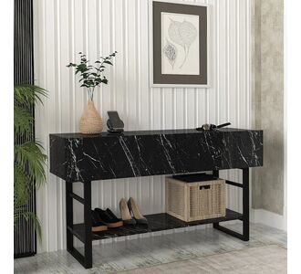 Κονσόλα Aron Megapap χρώμα μαύρο εφέ μαρμάρου 138,8x41x75,7εκ. |  Συρταριέρες -Κονσόλες στο espiti