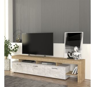 Έπιπλο τηλεόρασης Acnes Megapap χρώμα λευκό εφέ μαρμάρου - sapphire oak 220x40x52εκ. |  Έπιπλα τηλεόρασης στο espiti