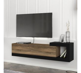 Έπιπλο τηλεόρασης επιτοίχιο Volare Megapap χρώμα καρυδί - μαύρο 150x29,6x38,6εκ. |  Έπιπλα τηλεόρασης στο espiti