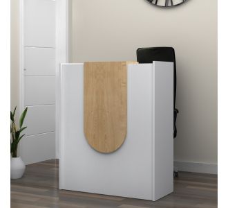 Γραφείο υποδοχής - reception Mezzo Megapap χρώμα λευκό - φυσικό οξιάς 90x40x110εκ. |  Reception γραφείου στο espiti