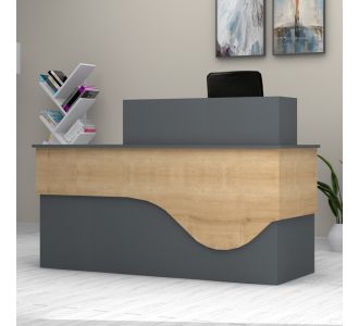Γραφείο υποδοχής - reception Dustin Megapap χρώμα ανθρακί - φυσικό οξιάς 160x60x101,8εκ. |  Reception γραφείου στο espiti