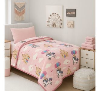 Παιδική Κουβέρτα Βελουτέ Μονή Unicorn Fly Astron Italy |  Κουβέρτες Παιδικές στο espiti