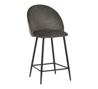 Σκαμπό μπαρ μεσαίου ύψους Perch pakoworld βελούδο σε ανθρακί απόχρωση με μαύρα μεταλλικά πόδια 50x43x99εκ |  Σκαμπώ μπαρ στο espiti
