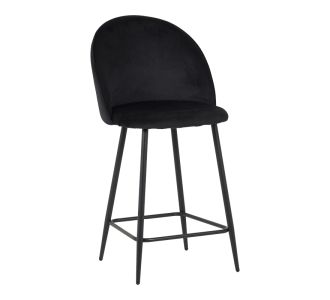 Σκαμπό μπαρ μεσαίου ύψους Perch pakoworld βελούδο σε μαύρη απόχρωση με μαύρα μεταλλικά πόδια 50x43x99εκ |  Σκαμπώ μπαρ στο espiti