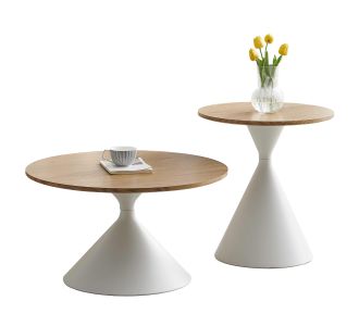 ΣΕΤ 2 ΤΡΑΠΕΖΙΑ ΣΑΛΟΝΙΟΥ JENNEL(X) HM18308.01 ΜΕΤΑΛΛΟ ΛΕΥΚΟ--MDF ΣΕ ΦΥΣΙΚΟ Φ50εκ & Φ70εκ |  Τραπέζια στο espiti