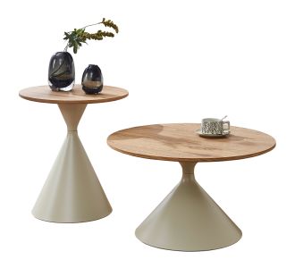 ΣΕΤ 2 ΤΡΑΠΕΖΙΑ ΣΑΛΟΝΙΟΥ JENNEL(X) HM18308.04 ΜΕΤΑΛΛΟ ΣΑΜΠΑΝΙ--MDF ΣΕ ΦΥΣΙΚΟ Φ50εκ & Φ70εκ |  Τραπέζια στο espiti