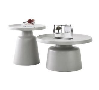 ΣΕΤ 2 ΤΡΑΠΕΖΙΑ ΣΑΛΟΝΙΟΥ RINKON2 HM18304.03 ΜΕΤΑΛΛΟ ΣΕ ΓΚΡΙ Φ50εκ & Φ70εκ |  Τραπέζια στο espiti