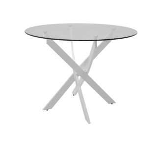 Τραπέζι Antoro pakoworld γυαλί και μεταλλικά πόδια σε λευκή απόχρωση Φ80x75εκ |  Τραπέζια στο espiti