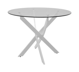 Τραπέζι Antoro pakoworld γυαλί και μεταλλικά πόδια σε λευκή απόχρωση Φ100x75εκ |  Τραπέζια στο espiti
