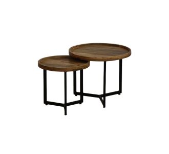 Τραπέζι σαλονιού Kelly pakoworld σετ 2τεμ pakoworld mango ξύλο σε φυσική-μαύρη απόχρωση |  Τραπεζάκια σαλονιού στο espiti