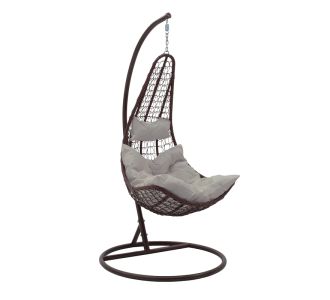 Κούνια Soleil pakoworld κρεμαστή μέταλλο καφέ-pp καφέ-μαξιλάρι μπεζ 103x83x200εκ |  Κούνιες στο espiti