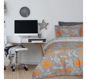 DAS KIDS ΣΕΤ ΣΕΝΤΟΝΙΑ ΜΟΝΑ 4941 GREY, ORANGE |  Σεντόνια Παιδικά στο espiti