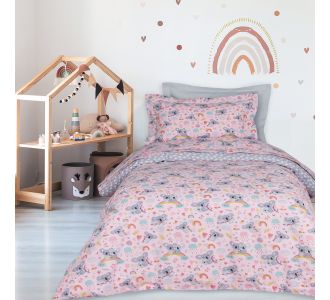 DAS KIDS ΣΕΤ ΣΕΝΤΟΝΙΑ ΜΟΝΑ 4934 GREY, PINK |  Σεντόνια Παιδικά στο espiti
