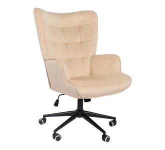 Πολυθρόνα-μπερζέρα Lobima pakoworld περιστρεφόμενη κρεμ βελούδο με βάση σε μαύρη απόχρωση 71x68x104εκ |  Καρέκλες γραφείου στο espiti