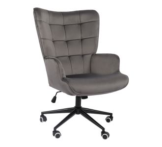 Πολυθρόνα-μπερζέρα Lobima pakoworld περιστρεφόμενη ανθρακί βελούδο με βάση σε μαύρη απόχρωση 71x68x104εκ |  Καρέκλες γραφείου στο espiti