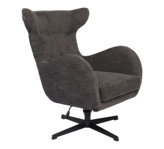 Πολυθρόνα Zefrina pakoworld περιστρεφόμενη ανθρακί ύφασμα με βάση σε μαύρη απόχρωση 82x77x99εκ |  Πολυθρόνες σαλονιού στο espiti