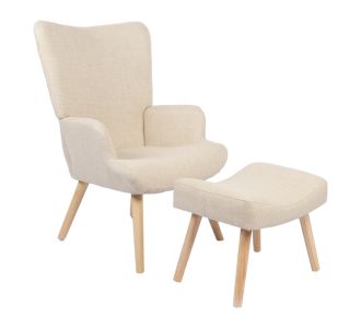 Πολυθρόνα-μπερζέρα με υποπόδιο Gerlina pakoworld κρεμ ύφασμα με πόδι σε φυσική απόχρωση 71x64x94εκ |  Πολυθρόνες σαλονιού στο espiti