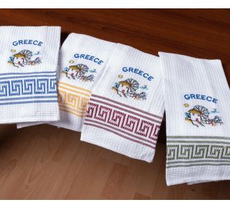 Σετ 12 τεμαχίων ποτηρόπανα (45cm x 65cm) ανεμόμυλος GREECE 5206978168918 SilkFashion |  Πετσέτες Κουζίνας στο espiti