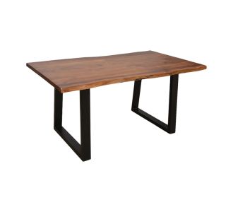 Τραπέζι Miles pakoworld μασίφ ξύλο ακακίας πάχους 3.7-4εκ σε καρυδί απόχρωση με μαύρα μεταλλικά πόδια 160x90x76εκ |  Τραπέζια στο espiti