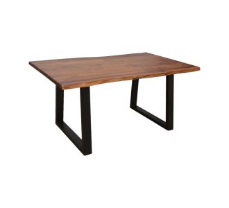 Τραπέζι Miles pakoworld μασίφ ξύλο ακακίας πάχους 3.7-4εκ σε καρυδί απόχρωση με μαύρα μεταλλικά πόδια 140x80x76εκ |  Τραπέζια στο espiti