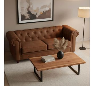 Τραπέζι σαλονιού Miles pakoworld μασίφ ξύλο ακακίας πάχους 3.7-4εκ σε καρυδί απόχρωση με μαύρα μεταλλικά πόδια 115x60x45εκ |  Τραπεζάκια σαλονιού στο espiti