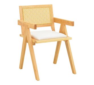 Πολυθρόνα Winslow pakoworld rubberwood σε φυσική απόχρωση-ύφασμα λευκό 51x54x80εκ |  Πολυθρόνες τραπεζαρίας στο espiti