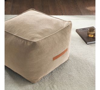 πουφ 40x50x50cm GOFIS HOME  Nadinia Canvas Beige 137/06 |  Πουφ στο espiti