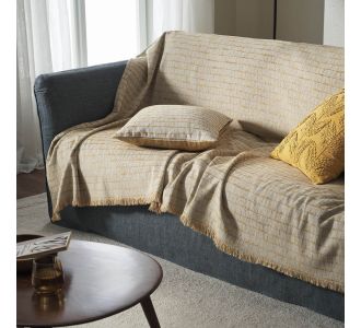 Ριχτάρι Τριθέσιου 180x310cm GOFIS HOME  Leaf Gold 148/04 |  Ριχτάρια στο espiti