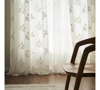 Κουρτίνα με σιρίτι 140x280cm GOFIS HOME  Leaf Offwhite AW24 532/05 |  Ετοιμες μονοχρωμες κουρτίνες στο espiti