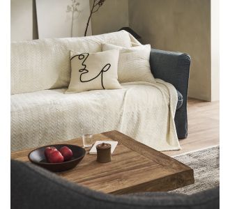 Ριχτάρι Πολυθρόνας 190x190cm GOFIS HOME  Julien Cotton Beige 114/05 |  Ριχτάρια στο espiti