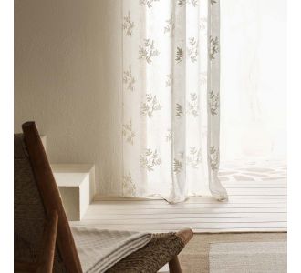 Κουρτίνα με τρουκς 140x280cm GOFIS HOME  Leaf Offwhite SS24 532 |  Ετοιμες μονοχρωμες κουρτίνες στο espiti