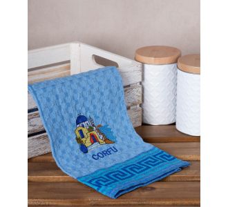 Σετ 12 τεμαχίων ποτηρόπανα γκοφρέ (50cm x 70cm) μπλέ εκκλήσία CORFU 6978000004226 SilkFashion |  Πετσέτες Κουζίνας στο espiti