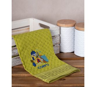 Σετ 12 τεμαχίων ποτηρόπανα γκοφρέ (50cm x 70cm) πράσινο εκκλησία CORFU 6978000004228 SilkFashion |  Πετσέτες Κουζίνας στο espiti