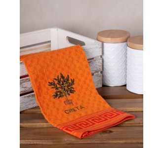 Σετ 12 τεμαχίων ποτηρόπανα γκοφρέ (50cm x 70cm) πορτοκαλί γλάστρα CRETA 6978000004243 SilkFashion |  Πετσέτες Κουζίνας στο espiti
