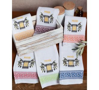 Σετ 12 τεμαχίων ποτηρόπανα (45cm x 65cm) κίωνας PAXOI 6978000004382 SilkFashion |  Πετσέτες Κουζίνας στο espiti